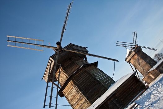 photo of two windmills in Suzdal, Russia