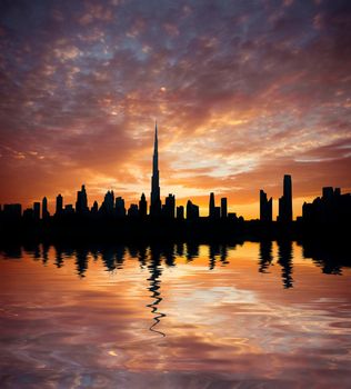 Dubai, United Arab Emirates. Beautiful beach and sea at sunset