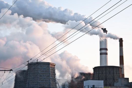 photo of industrial smoking pipes