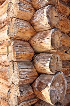 close up photo of the house built from wood logs