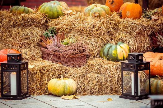 Halloween pumpkins on the street