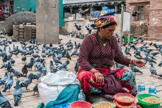 KATHMANDU - OCTOBER 05: People walking at Durbar Square in Kathmandu, Nepal, October 05, 2017