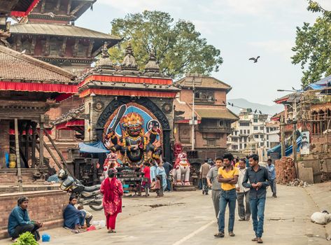 KATHMANDU - OCTOBER 05: People walking at Durbar Square in Kathmandu, Nepal, October 05, 2017