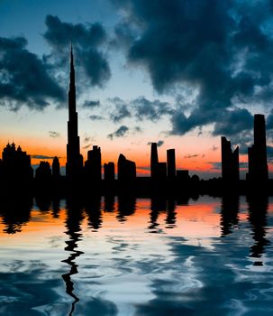 Dubai, United Arab Emirates. city ​​in the rays of the setting sun