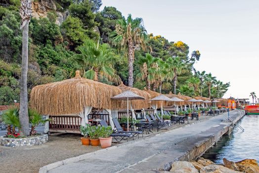 Kusadasi,Aydin,Turkey- July 25,2021.The view from Pinebay holiday village and resort in Kusadasi, in the sea and nature and summer sesason.