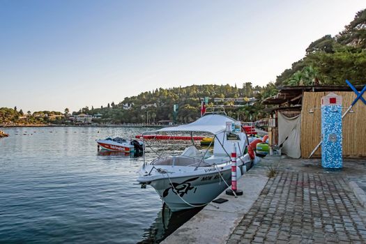 Kusadasi,Aydin,Turkey- July 25,2021.The view from Pinebay holiday village and resort in Kusadasi, in the sea and nature and summer sesason.