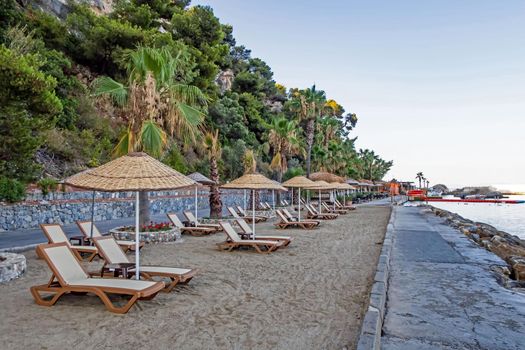 Kusadasi,Aydin,Turkey- July 25,2021.The view from Pinebay holiday village and resort in Kusadasi, in the sea and nature and summer sesason.