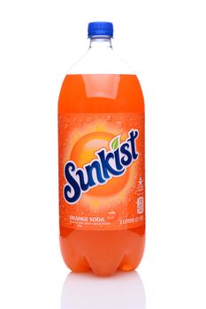 IRVINE, CA - May 14, 2014: A 2 liter bottle of Sunkist Orange Soda. Launched in 1979 Sunkist is the leading Orange Soda and unlike most brands contains caffeine.