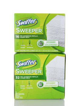 IRVINE, CA - January 05, 2014: Two boxes of Swiffer Dry Sweeping Refills. Swiffer is a line of cleaning products by Procter & Gamble and Michael Rand, introduced in 1999.