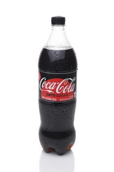 IRVINE, CALIFORNIA - DECEMBER 17, 2017: A bottle of Coca-Cola Zero Sugar. The drink replaced an earlier version, known as Coca-Cola Zero and Coke Zero, which was also a no-calorie cola.