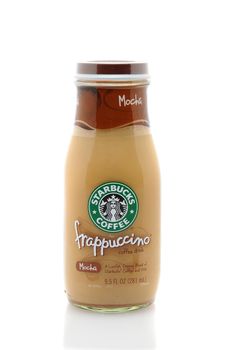 IRVINE, CA - January 11, 2013: A 9.5 oz bottle of Starbucks Frappuccino Coffee Drink. Seattle based Starbucks is the largest coffeehouse company in the world, with over 20,000 stores in 62 countries.