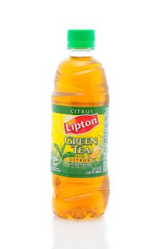 IRVINE, CA - January 11, 2013: A 500ml bottle of Lipton Green Tea with Citrus. Iced tea makes up about 85% of all tea consumed in the United States.