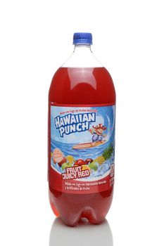 IRVINE, CA - JANUARY 4, 2018: Hawaiian Punch. Made with natural fruit juices and flavors, including pineapple, passion fruit, papaya and guava.