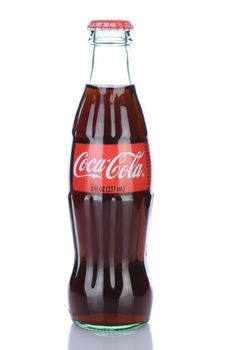 IRVINE, CA - January 29, 2014: An 8 ounce bottle of Coca-Cola Classic. Coca-Cola is the one of the worlds favorite carbonated beverages.