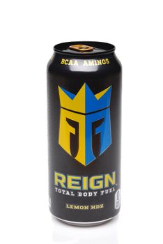 IRVINE, CALIFORNIA - 16 SEPT 2019: A can of Reign Total Body Fuel Lemon HDZ.