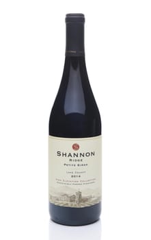IRVINE, CALIFORNIA - JULY 10, 2017: Shannon Ridge Petite Sirah. The Shannon Ridge Winery is located in the Lake County region of Northern California.