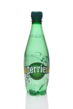IRVINE, CALIFORNIA - DECEMBER 17, 2017: Perrier Sparkling Mineral Water. The spring, in Vergeze, France, where the water is sourced is naturally carbonated.