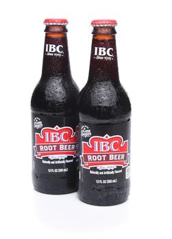 IRVINE, CA - MAY 31, 2017: IBC Root Beer bottles. IBC Root Beer was founded in 1919 by the Griesedieck family as the Independent Breweries Company in St. Louis, Missouri.