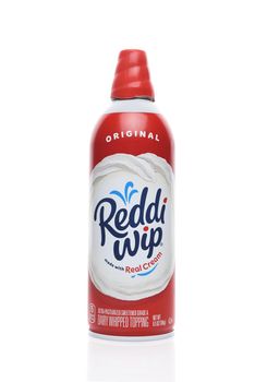 IRVINE, CALIFORNIA - AUGUST 14, 2019: A aerosol can of Reddi-Wip Real Cream dessert topping. 