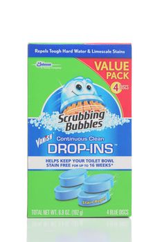 IRVINE, CALIFORNIA - 28 MAY 2021: A package of Vanish Scrubbing Bubbles Drop-ins, toilet bowl cleaner.