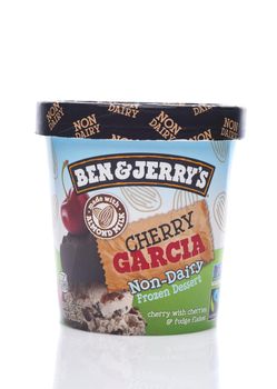 IRVINE, CALIFORNIA - 26 APRIL 2020:  A Carton of Ben and Jerrys Cherry Garcia Non-Dairy Frozen Dessert. 