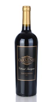 IRVINE, CA - January 05, 2014: A bottle of Carmenet Reserve Cabernet Sauvignon 2011. Carmenet Vineyards is an award winning winery in Sonoma, Cslifornia.