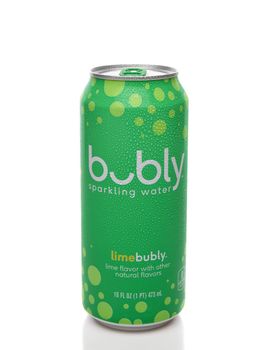 IRVINE, CALIFORNIA - 10 APRIL 2020: A can of Bubly Lime Sparkling Water. 