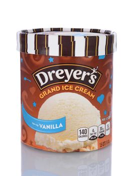 IRVINE, CA - January 29, 2014: A Carton of Dreyer's Grand Ice Cream Vanilla.  A subsidiary of Nestlé, Dreyer's is marketed in the western USA and as Edys in the East and Midwest.