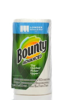 IRVINE, CALIFORNIA - MAY 22, 2019:  A roll of Bounty Advanced Paper Towels, the Quicker Picker Upper.