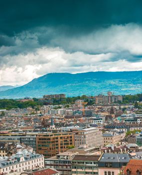 Aerial view of Geneva Old Town