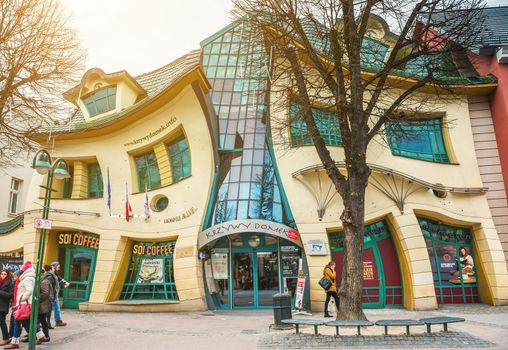 Sopot, Poland -MARCH 14: The Crooked House on the main street of Monte Cassino in Sopot Poland on March 14, 2015
