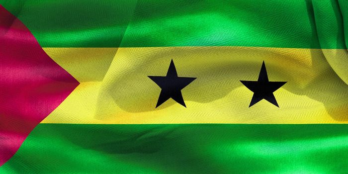 3D-Illustration of a Sao Tome and Principe flag - realistic waving fabric flag.