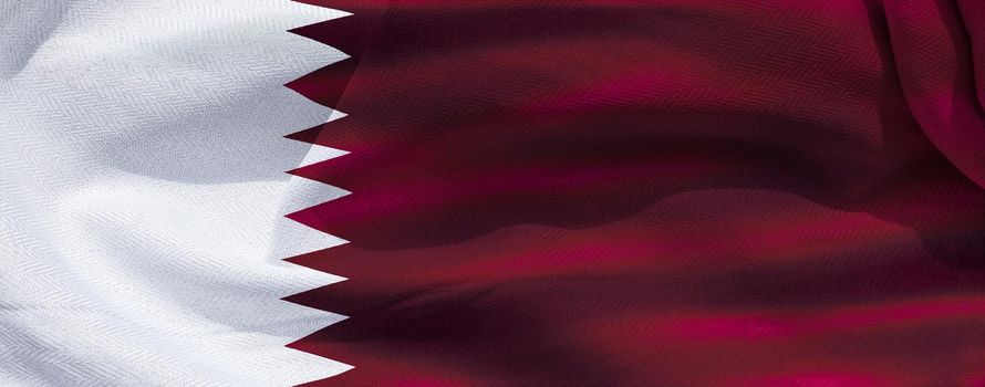 Qatar flag - realistic waving fabric flag