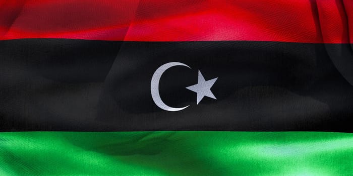 Libya flag - realistic waving fabric flag