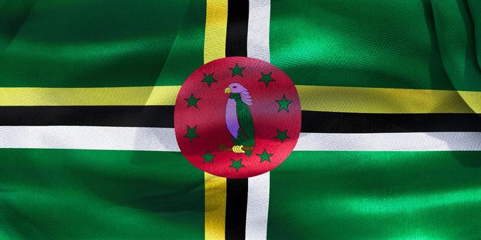 Dominica flag - realistic waving fabric flag