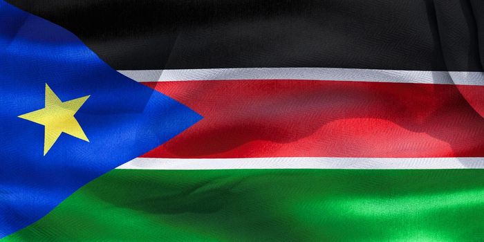 3D-Illustration of a South Sudan flag - realistic waving fabric flag.
