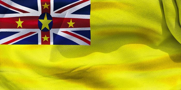 Niue flag - realistic waving fabric flag