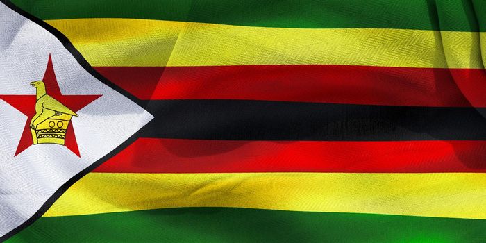 3D-Illustration of a Zimbabwe flag - realistic waving fabric flag.