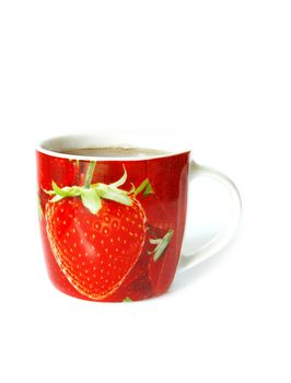Bright cup of tea isolated on a white background