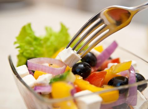 Plate of healthy greek salad