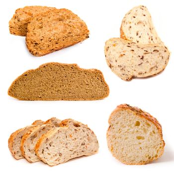 Set of a bread on a white background