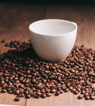 a cup of coffee freshly brewed beverage close-up food. High quality photo