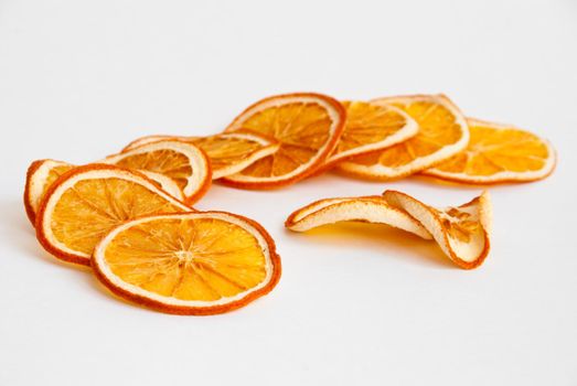 photo of the orange chips isolated on white