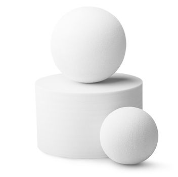 Perfect white cylinder and two balls isolated on white