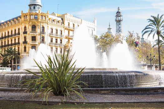 Exterior and architecture concept - Fountain multi-tiered in the city.