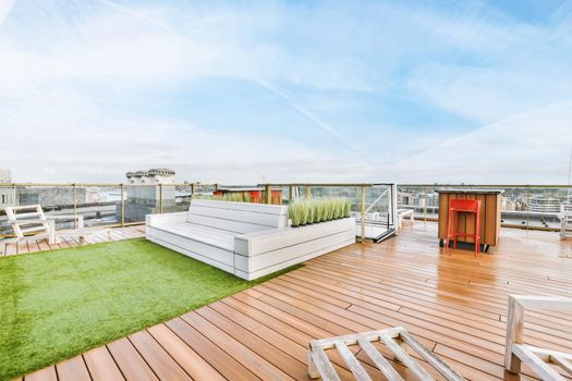 Cozy summer veranda on the roof of the house