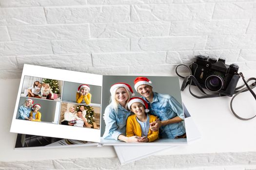 photo book with christmas photos.