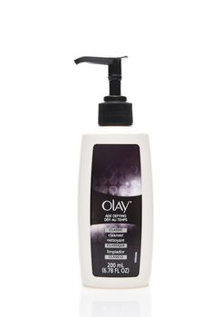 IRVINE, CALIFORNIA - AUGUST 20, 2019: A bottle of Olay Age Defying Cleanser. 