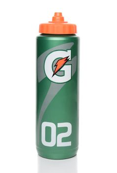 IRVINE, CA - JANUARY 28, 2015: A Gatorade 02 plastic drink bottle. The beverage was first developed in 1965 by a team of researchers at the University of Florida.  