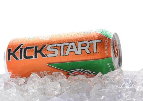 IRVINE, CA - FEBRUARY 7, 2015: A can of MTN Dew Kickstart Orange Citrus breakfast drink. From PepsiCo Kickstart is marketed as a healthier way to start your day rather than energy drinks.